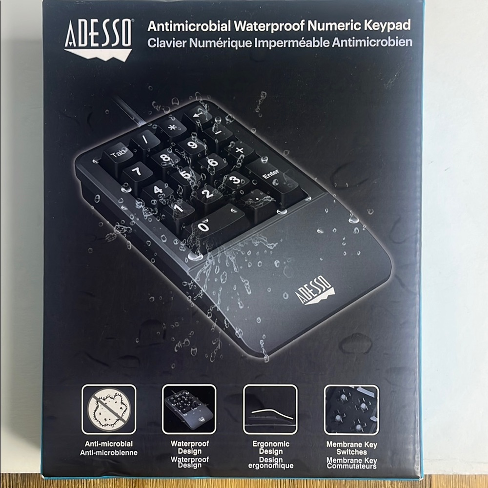 Black Antimicrobial Waterproof Numeric Keypad